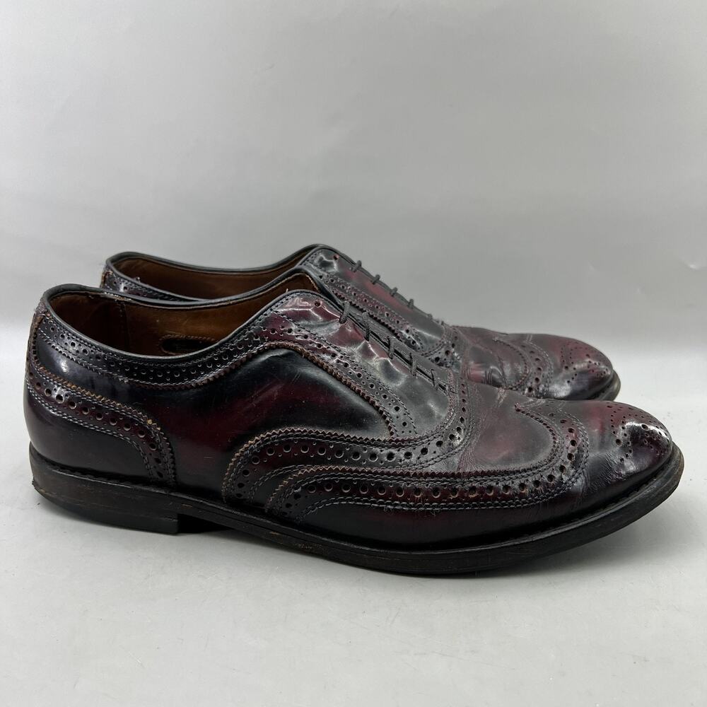 Allen Edmonds Morgan Wingtip Oxford Men Size 12 E Wide Maroon Full Brogue Shoes